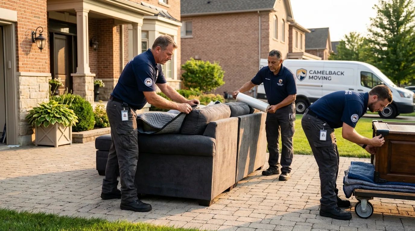 Large estate moving crew wrapping furniture in Jasper, IN