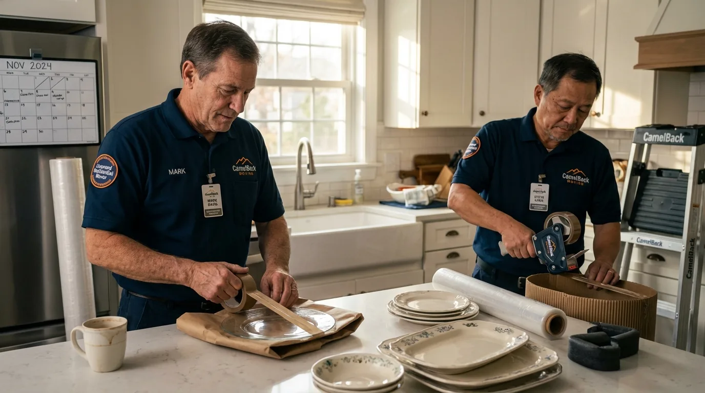 Professional crew packing kitchen dishware in Jasper, IN
